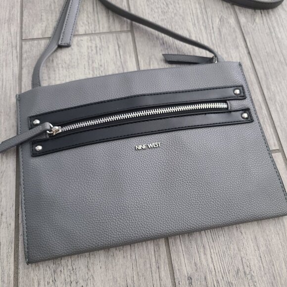 Nine West women's Gray Crossbody Bag with Front Zipper Detail - Picture 3 of 10